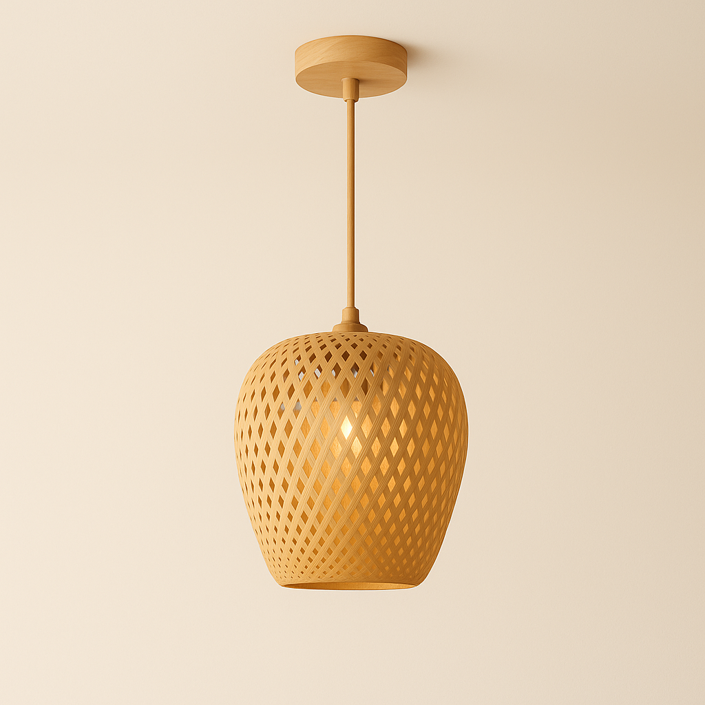 Tall Bamboo Pendant Light – Japandi Serenity with Natural Texture