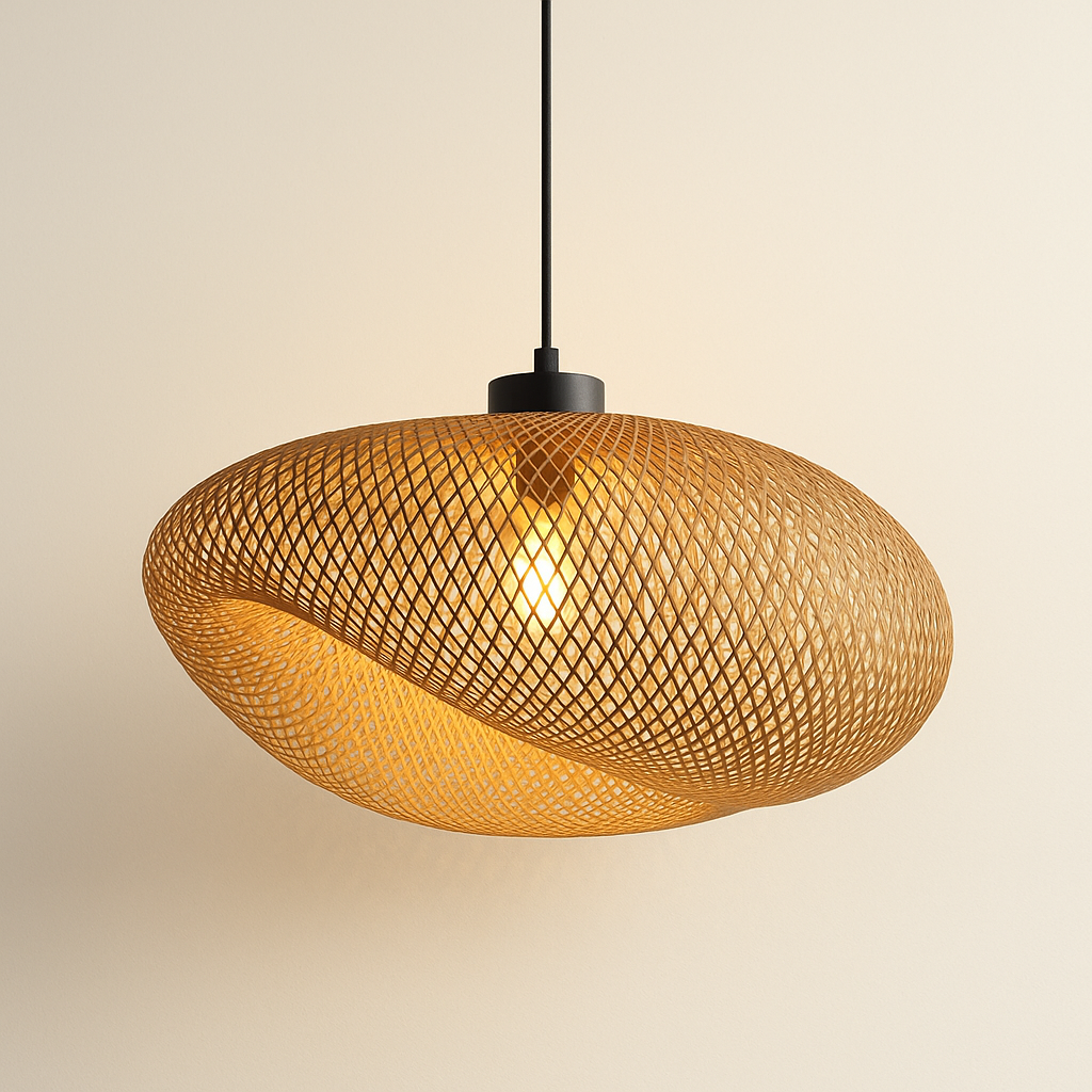 Woven Bamboo Pendant Light – Sculptural Japandi Elegance
