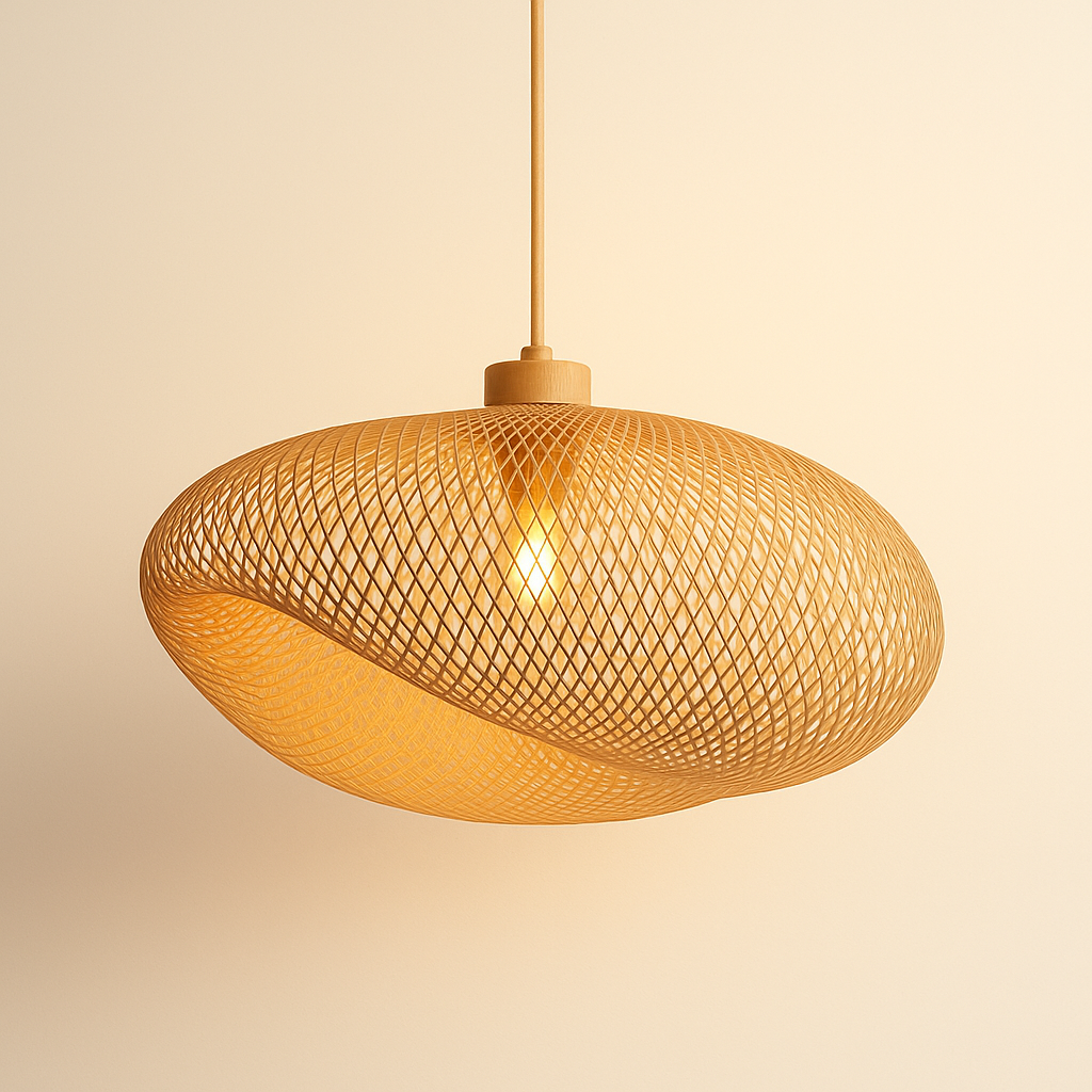 Woven Bamboo Pendant Light – Sculptural Japandi Elegance