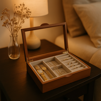 Timeless Wooden Jewelry Box – A Serene Home for Your Treasures